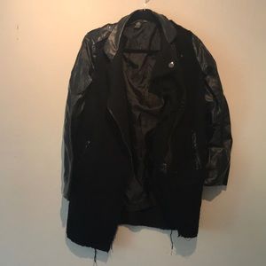 Ellison black thread and leather winter jacket